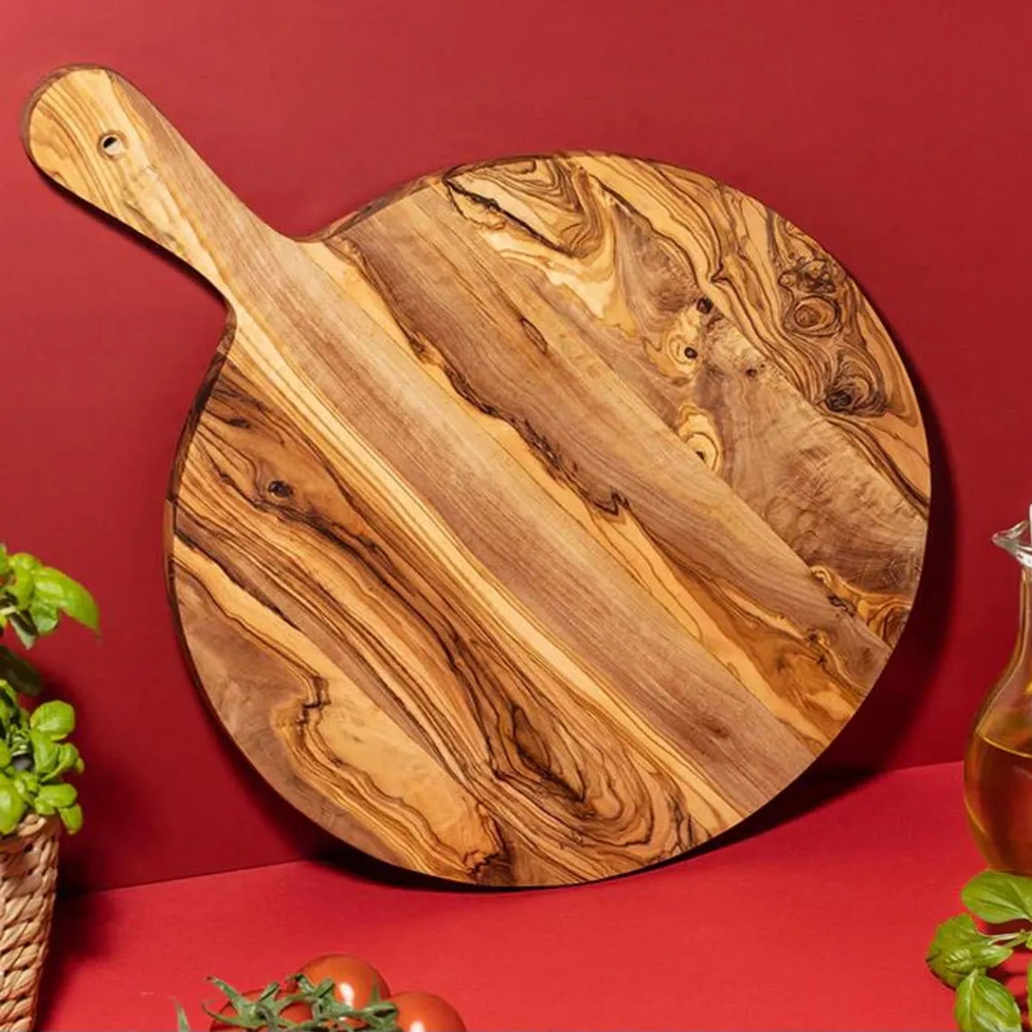 Round Olive Wood Pizza Board