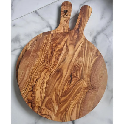 Round Olive Wood Pizza Board