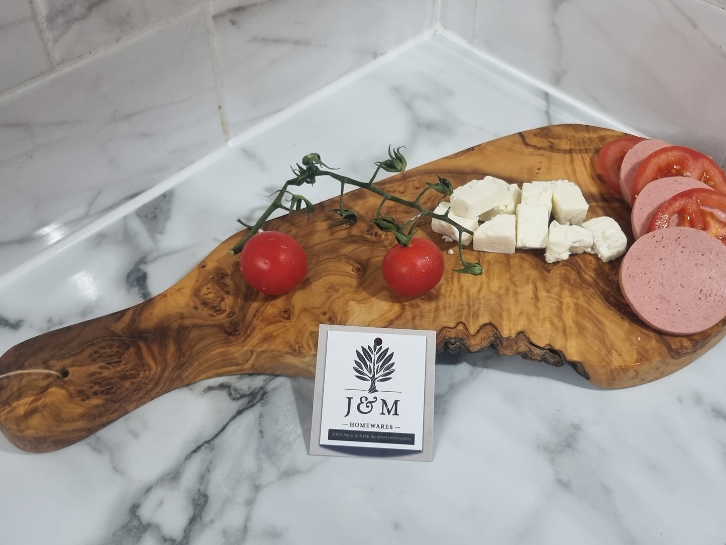 Olive Wood Rustic Cutting/Serving Board with Handle