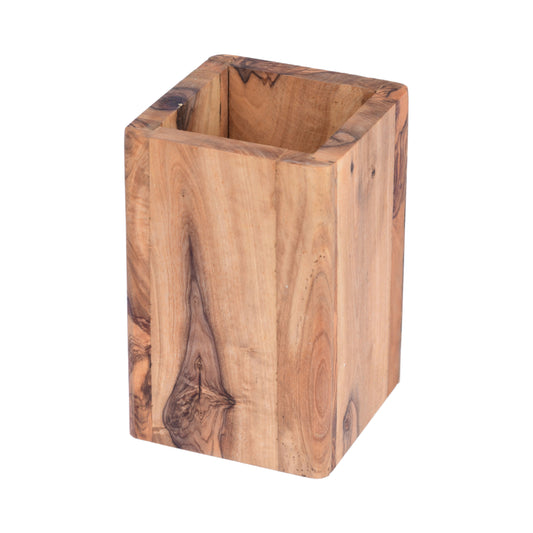 Olive Wood Utensil Holder Square Shape