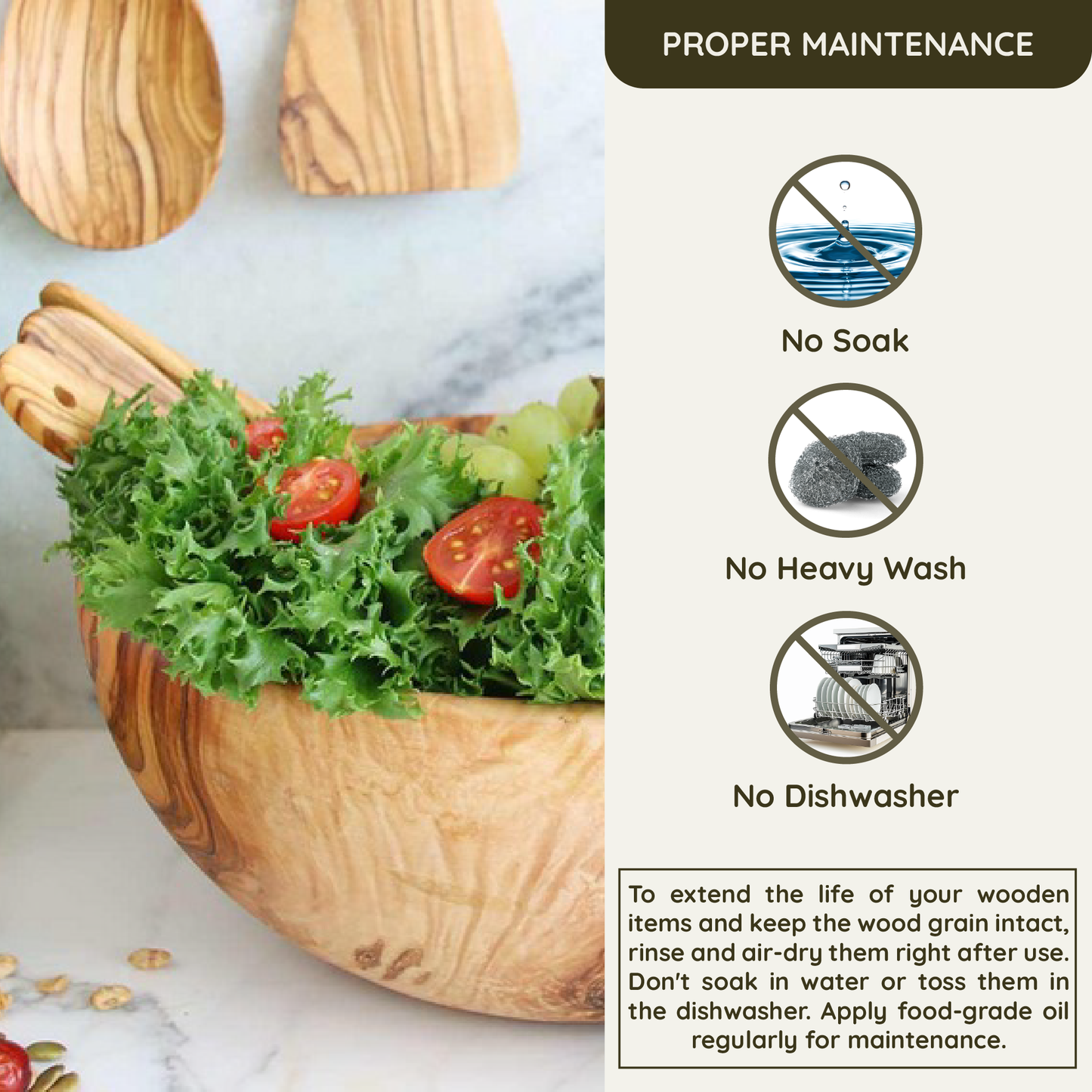 Olive Wood Rustic Salad & Fruit Bowl