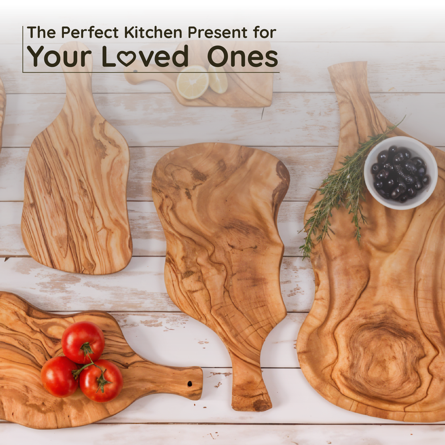 Olive Wood Rustic Cutting/Serving Board with Handle