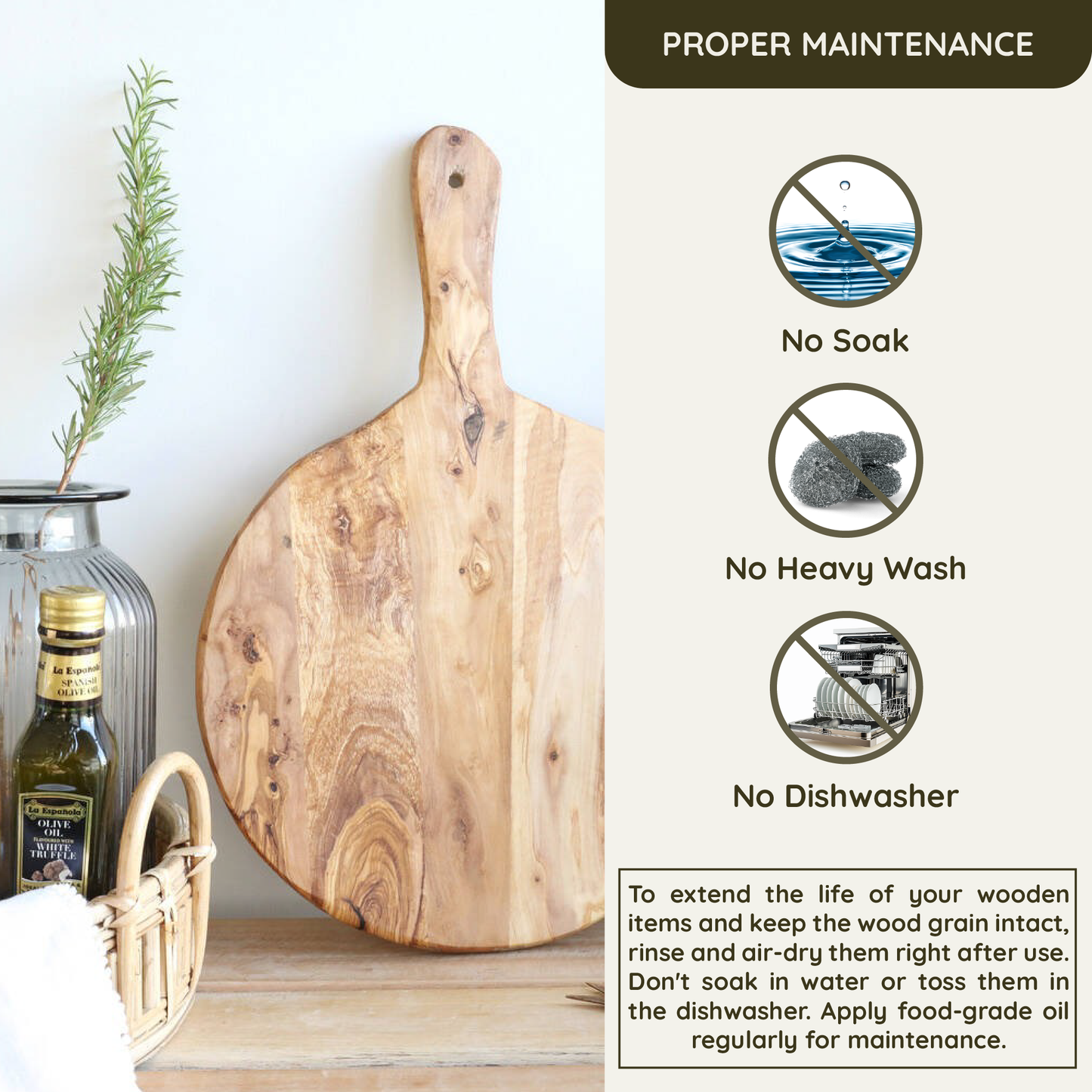 Round Olive Wood Pizza Board