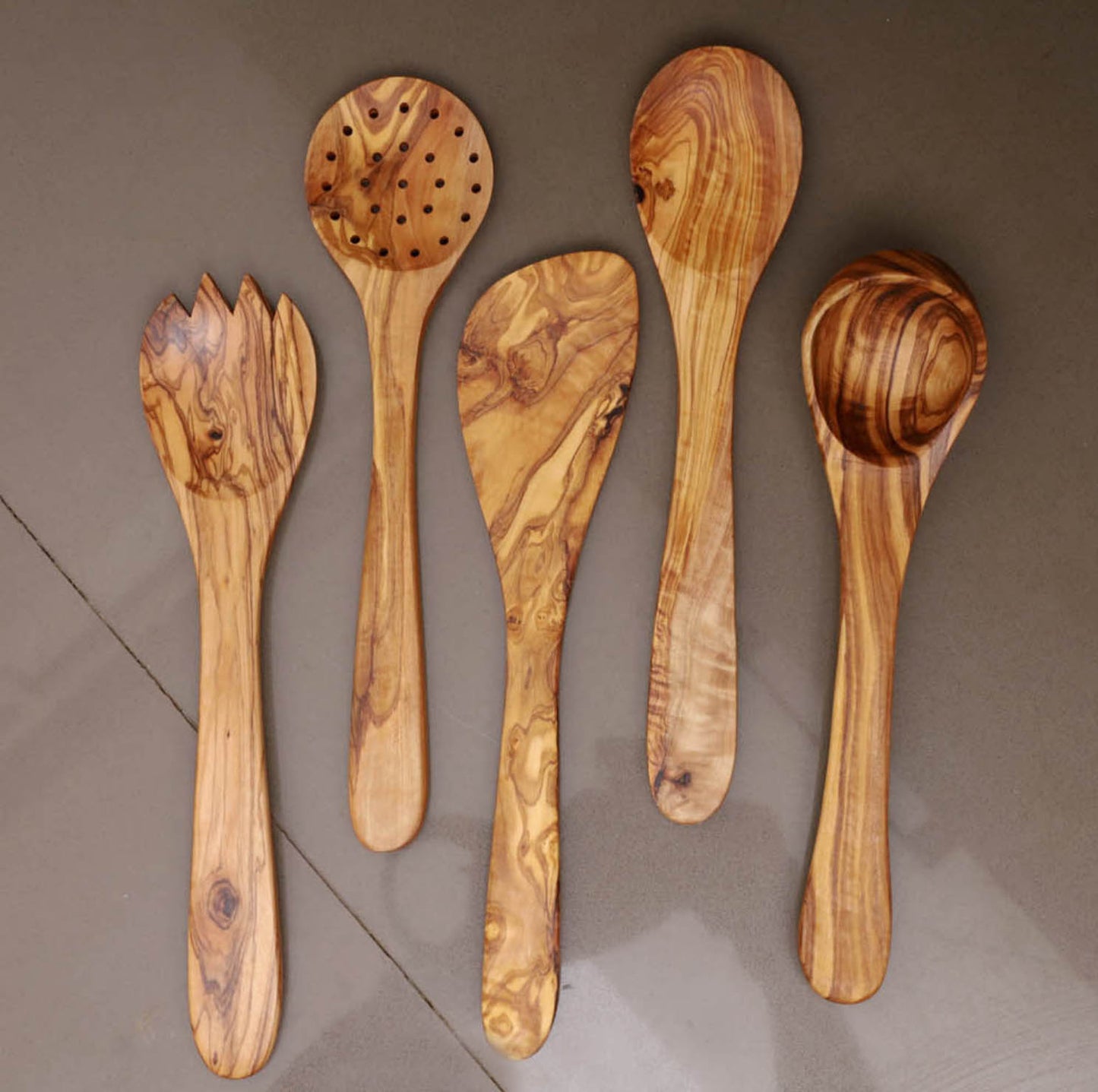 Premium Wooden Utensil Set with Holder